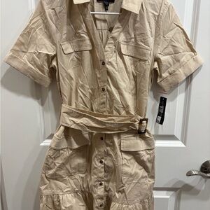 Donna Morgan Tan Shirt Dress with Pockets